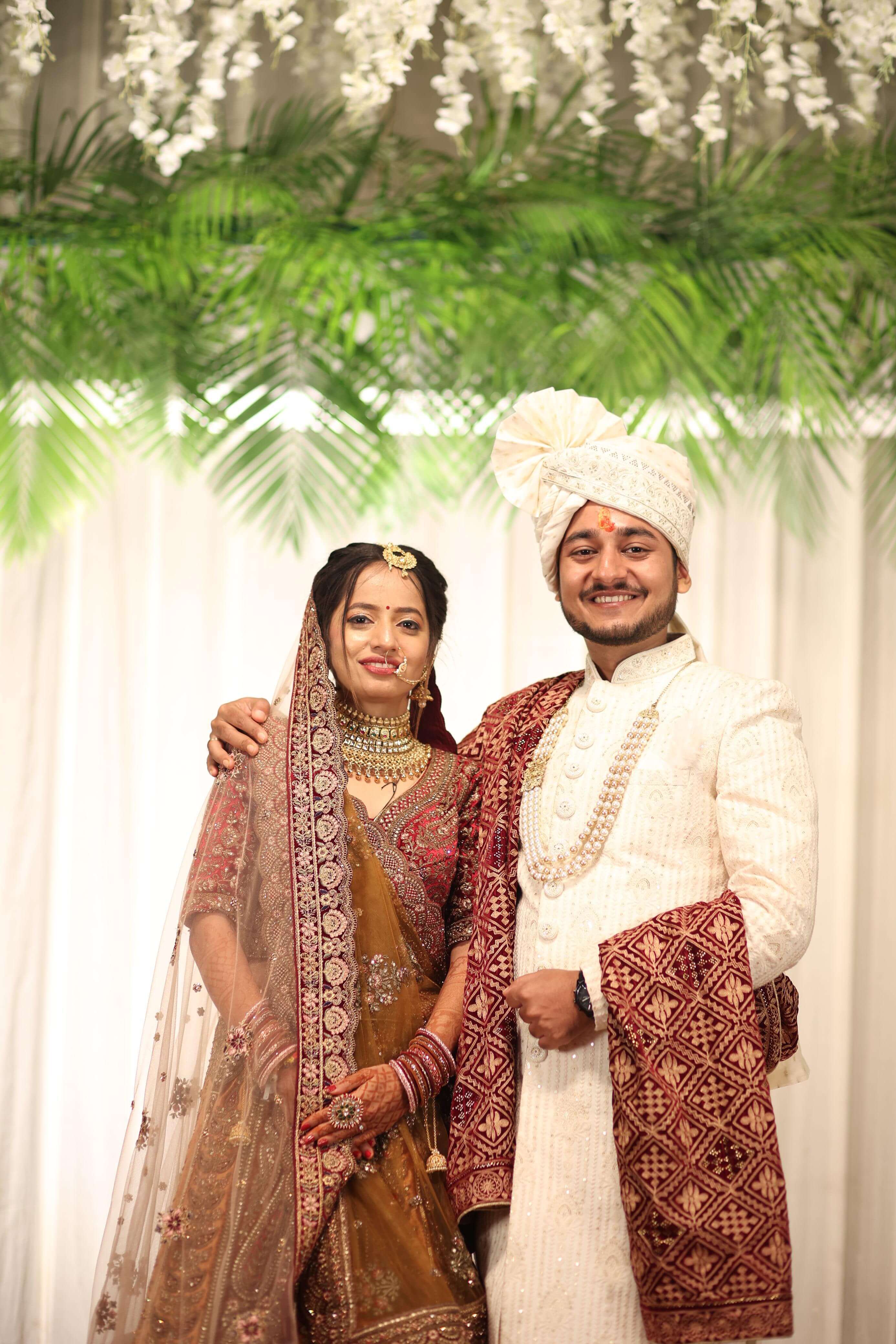 Shreya and Himanshu on their wedding day